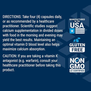 Life Extension Bone Restore Elite Calcium Supplement for Bone Health, Gluten-Free, Non-Gmo, 120 Capsules