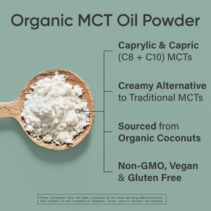 Sports Research Organic MCT Oil Powder - Keto & Vegan Mcts C8, C10 from Coconuts - Unflavored, 10.6 Oz.