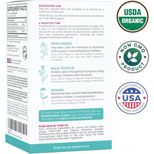 USDA Organic Lactation Supplement - Increase Milk Supply with Herbal Breastfeeding Support 60 Capsules