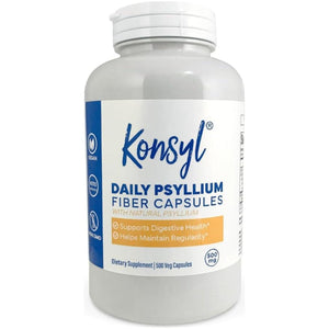 Konsyl Daily Psyllium Fiber Capsules Contains - Supports Digestive Health+ 500 Count/1500Mg