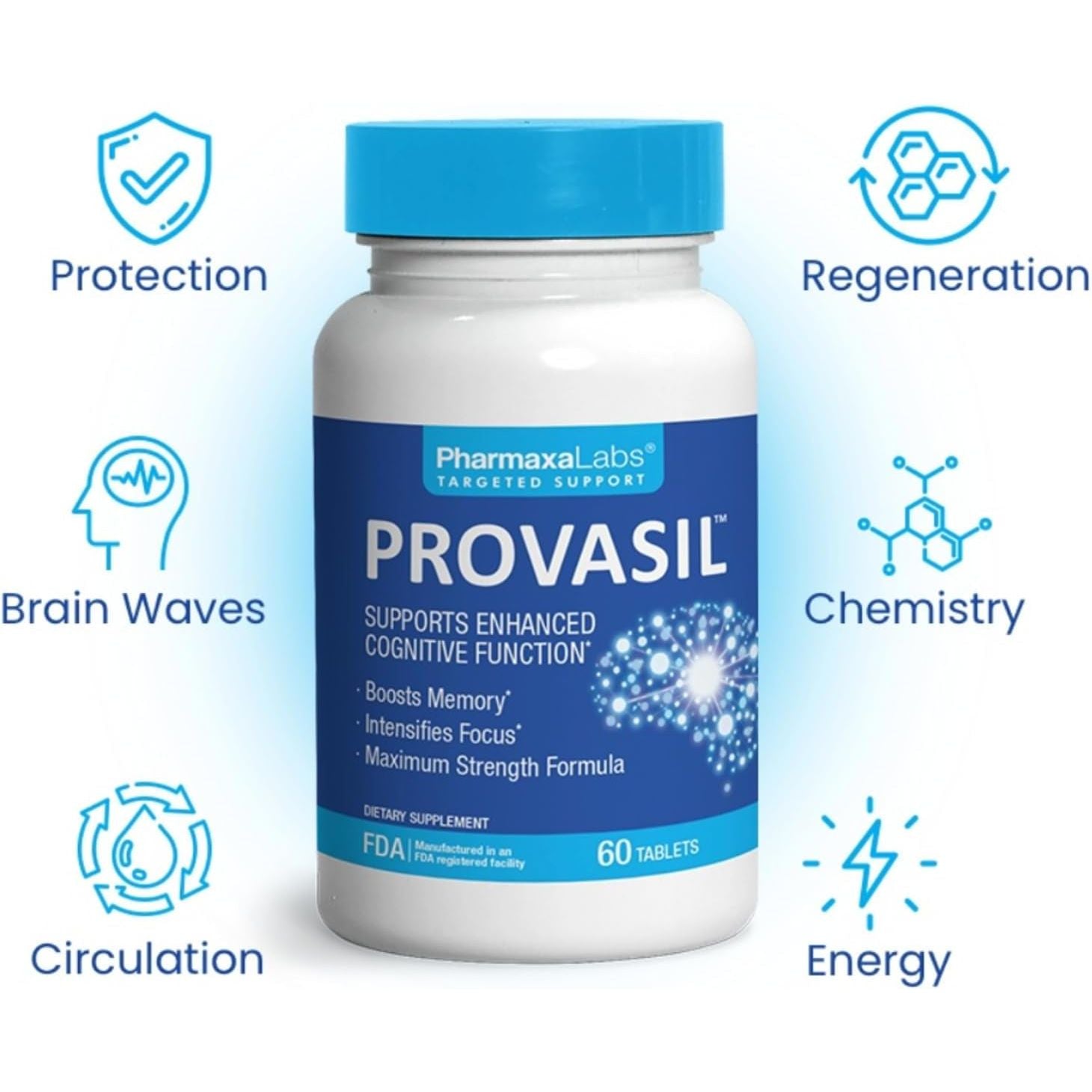 Maximum Strength Supplement Boosts Memory, Intensifies Focus, Increases Mental Performance (60 Tablets)