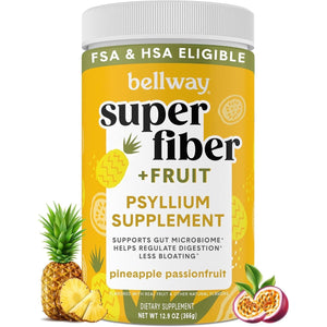 Bellway Super Fiber Powder + Fruit, Sugar Free Organic Psyllium Husk Powder Fiber Supplement (50 Servings).