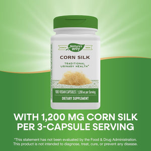Nature'S Way Corn Silk - 1,200 Mg per 3-Capsule Serving - Traditional Urinary Health Support - 100 Vegan Capsules