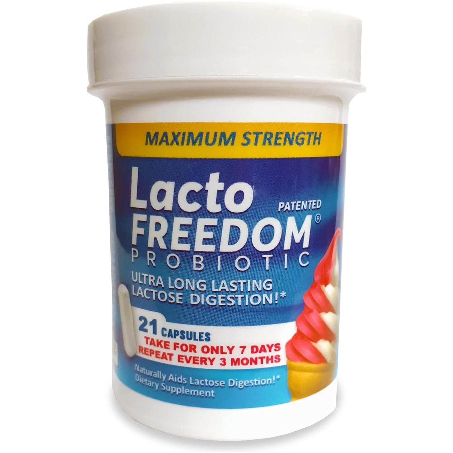 Probiotic for Lactose Intolerance. Helps Digest Lactose in Dairy - Lactase Producing Probiotic - 21 Caps