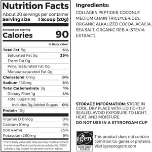 Orgain Keto Collagen Protein Powder- 10G Grass Fed Hydrolyzed Collagen Peptides, Type I & III, 5G MCT Oil 0.88Lb (Chocolate)