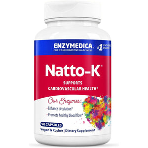 Enzymedica, Natto-K, Nattokinase Supplement, Promotes Heart Health & Circulation, 90 Count