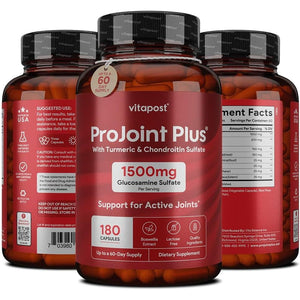 Projoint plus Joint Support Supplement with Glucosamine Sulfate, Chondroitin, MSM, Turmeric, Boswellia & Bromelain - 180 Capsules