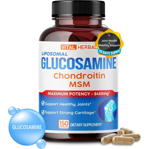 VITAL HERBAL Liposomal Glucosamine with Chondroitin, MSM- Maximum Potency- Support Joints, Cartilage- Made in the USA