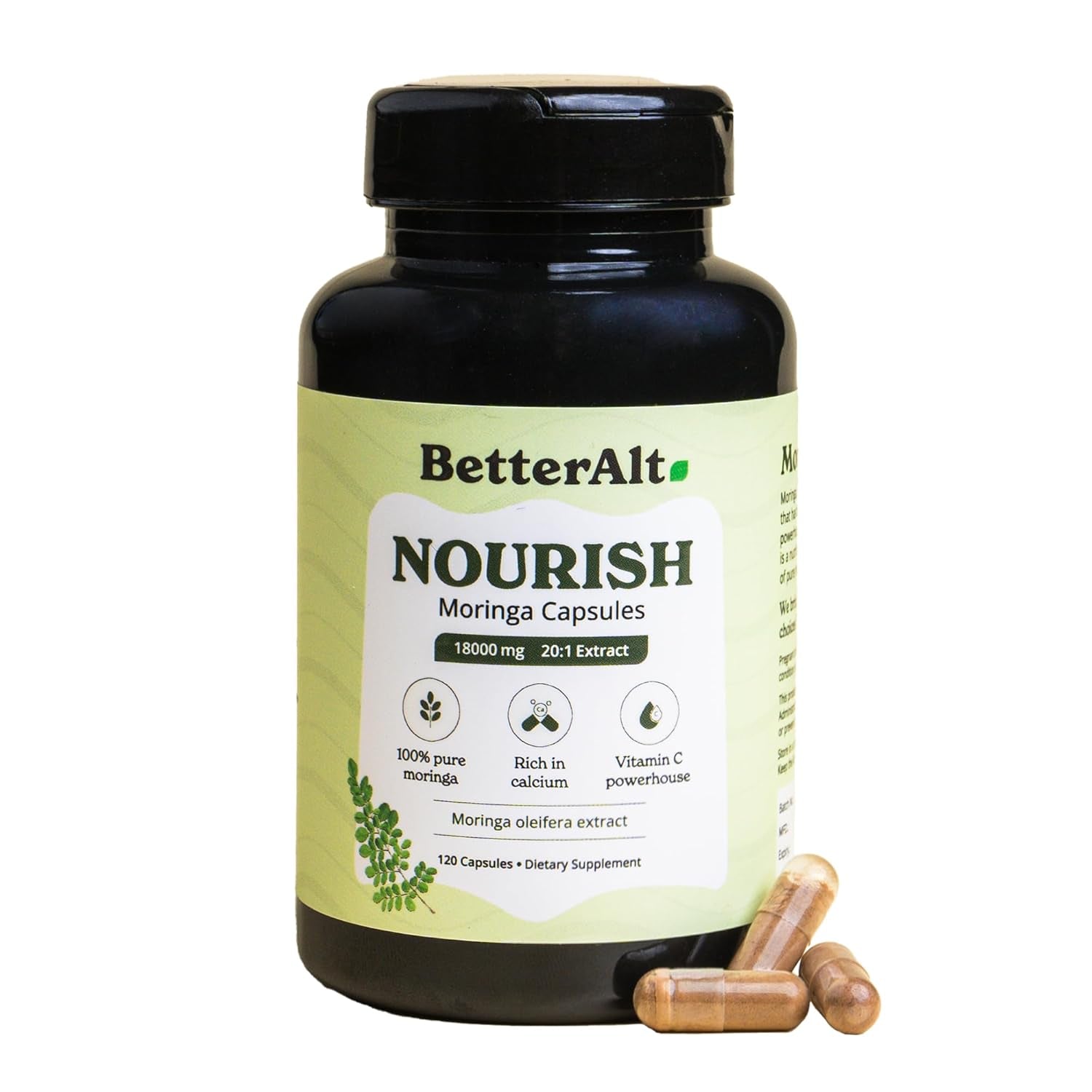 Moringa Capsules 18000Mg with 20:1 Extract | Rich in Calcium