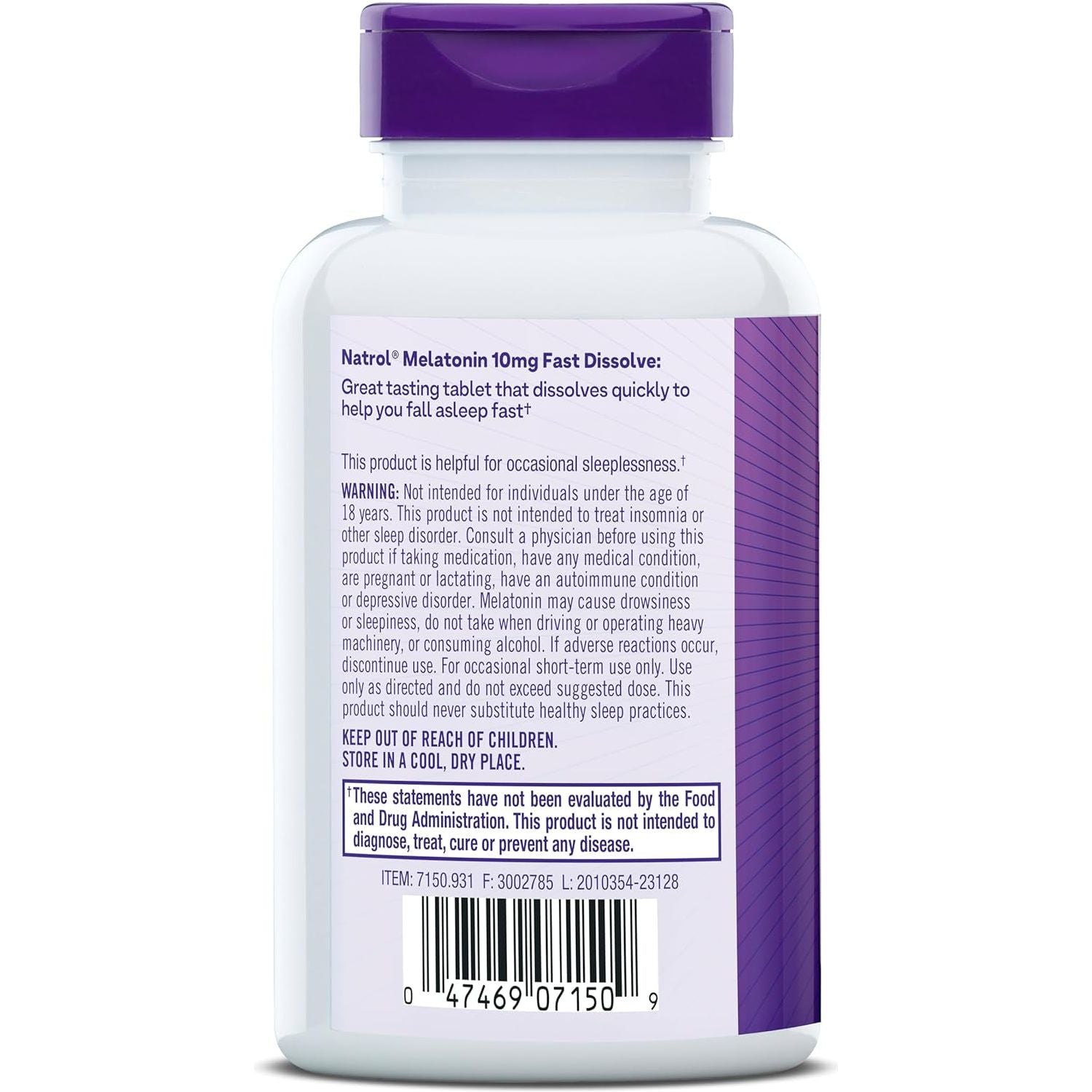 Natrol Fast Dissolve Melatonin 10 Mg, Melatonin Supplements for Restful Sleep,100 Tablets