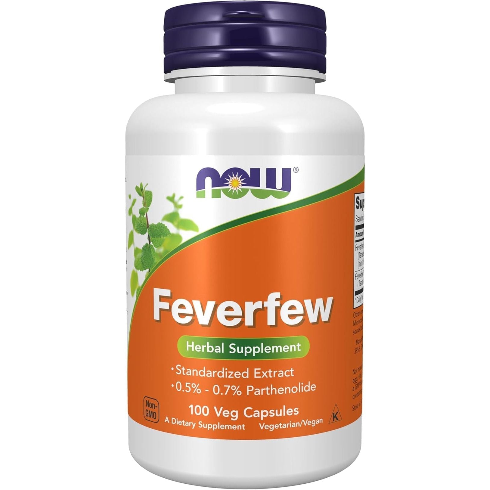 NOW Supplements, Feverfew with 0.5% - 0.7% Parthenolide, Herbal Supplement, 100 Veg Capsules