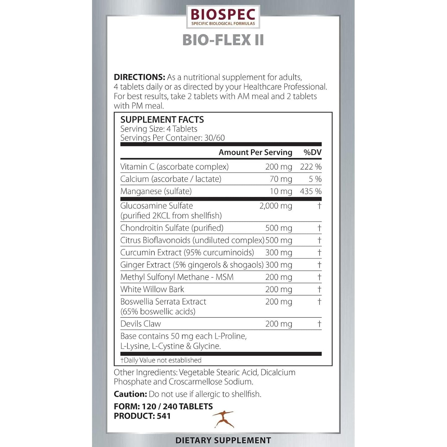 Bio-Flex II- Advanced Joint Support Supplement with Chondroitin and Glucosamine (120 Count)