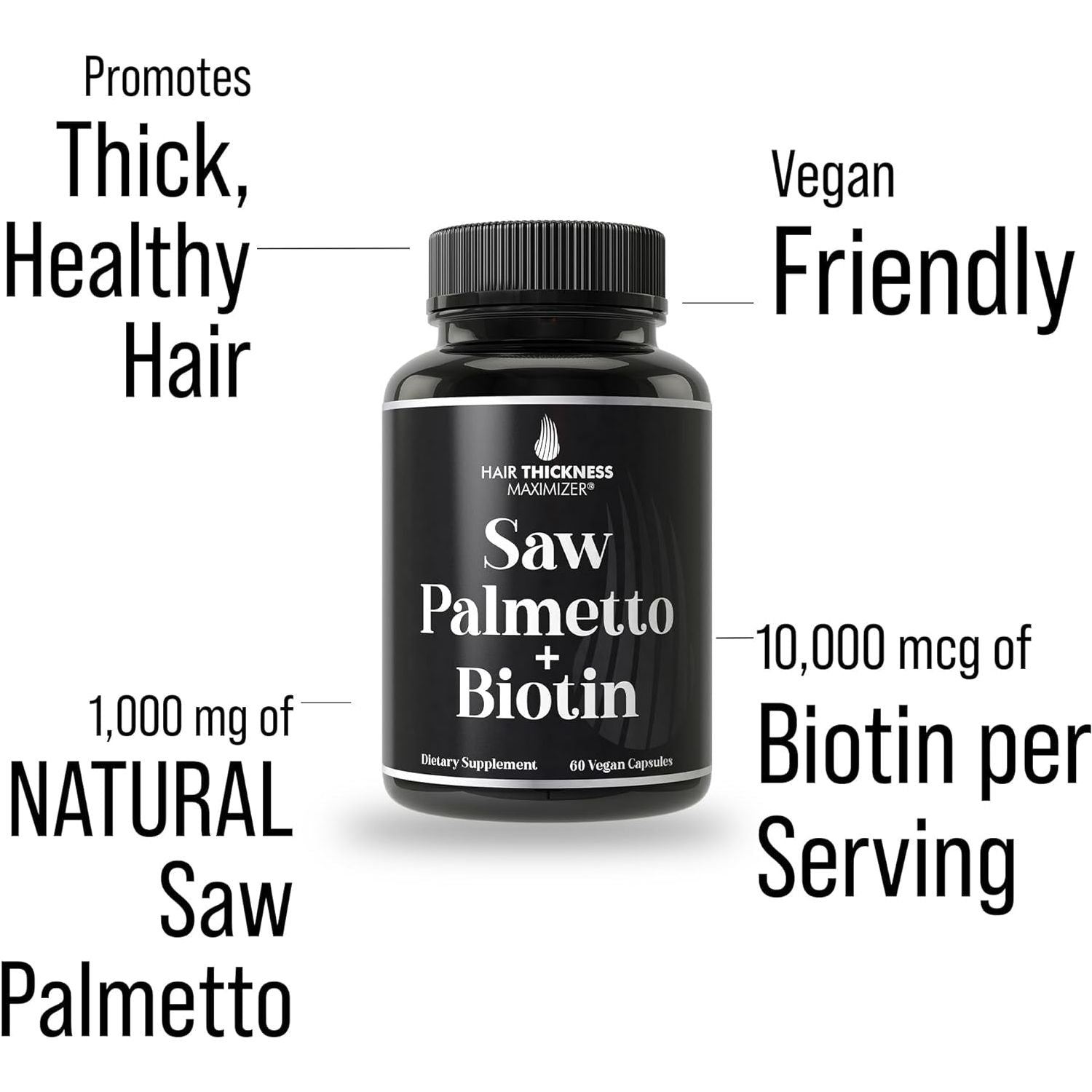 Saw Palmetto + Biotin Advanced for Hair Growth Hair Loss and Regrowth Pills - DHT Blocker