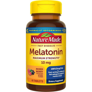 Nature Made Fast Dissolve Melatonin 10Mg 45 Tablets 45 Day Supply