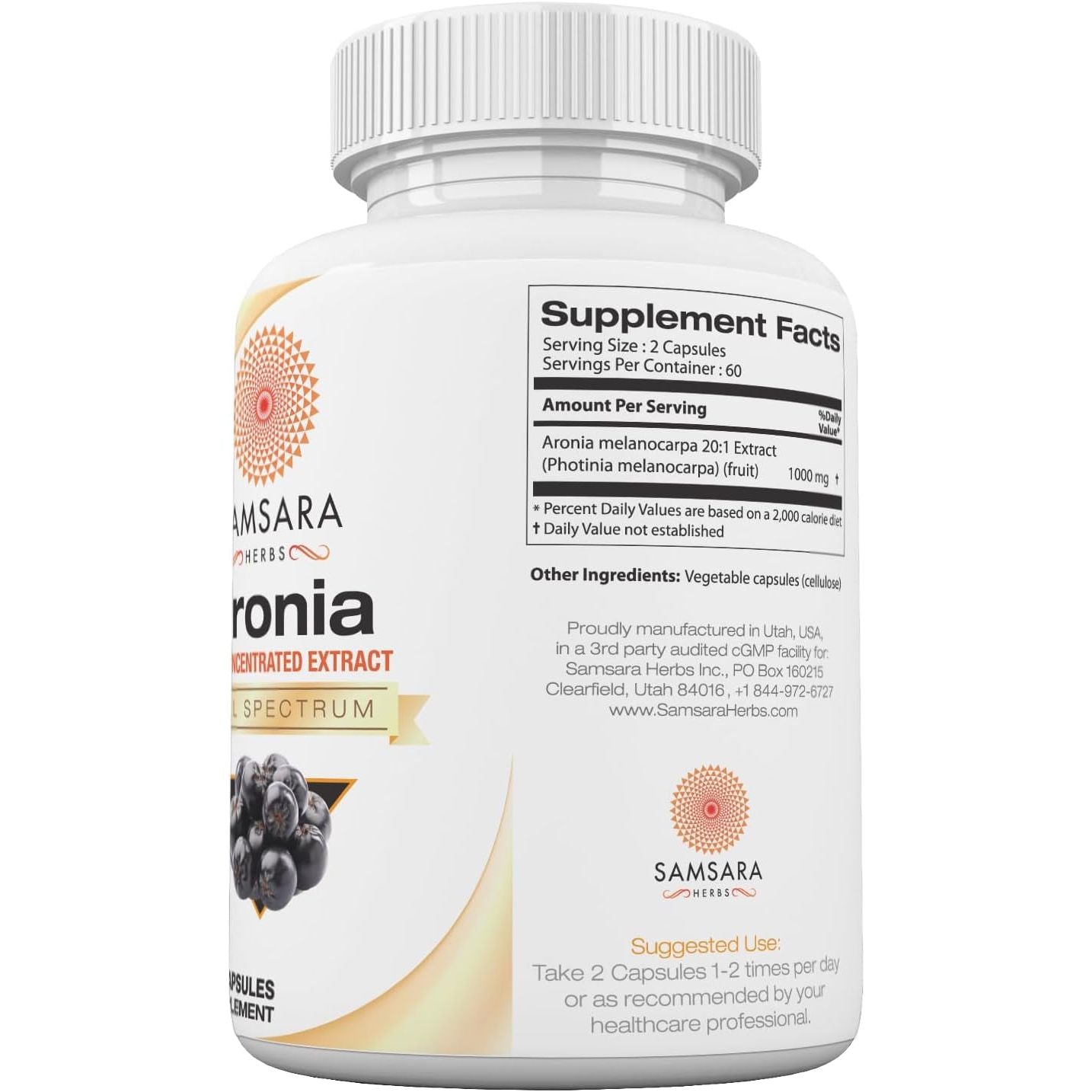 Aronia Berry 20:1 Extract - Antioxidant, Flavonoids and Polyphenols Supplement (120 of 500Mg Capsules)