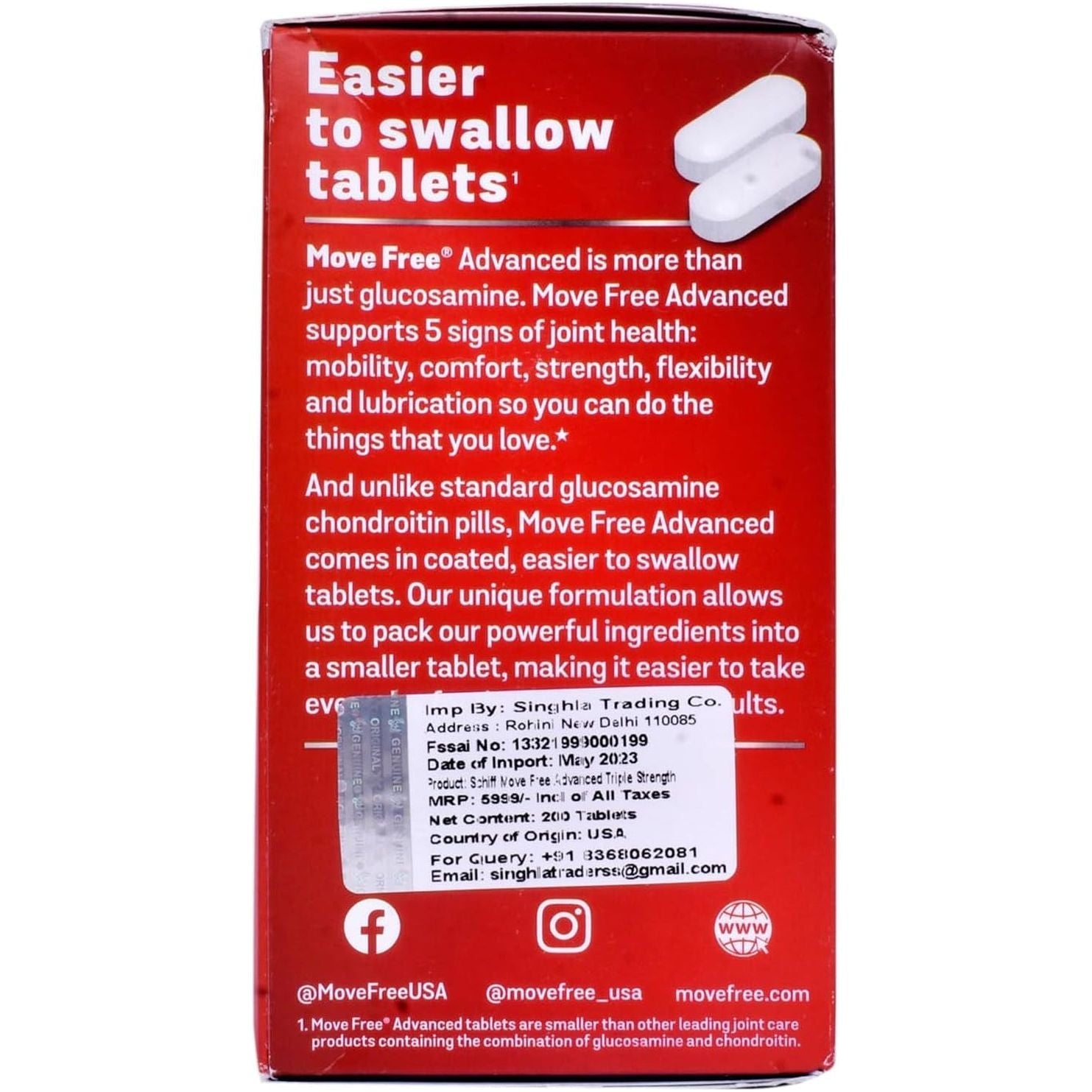 Move Free Advanced, 170 Tablets - Joint Health Supplement with Glucosamine and Chondroitin