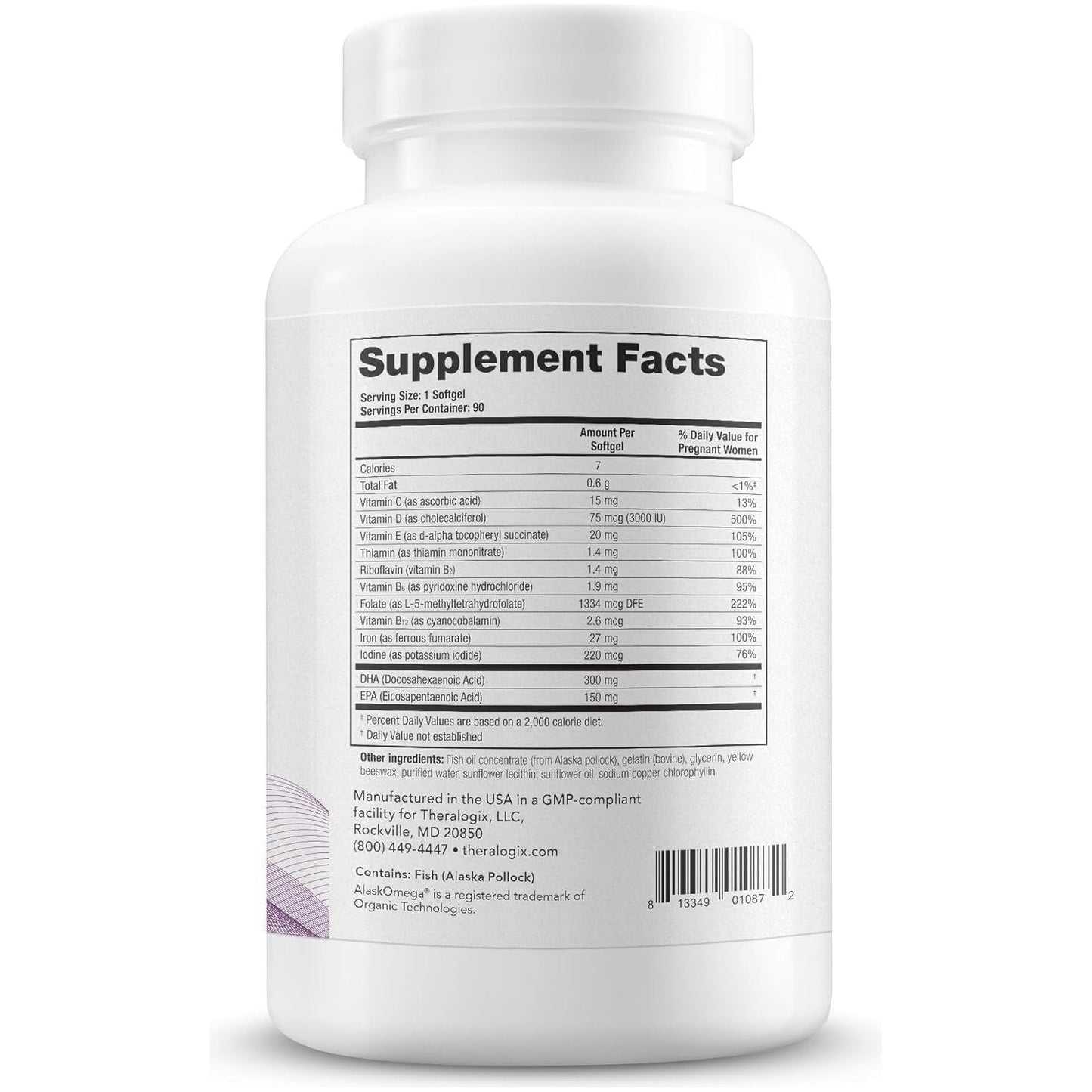 Theralogix Theranatal One Prenatal Vitamin to Support a Healthy Pregnancy - 90-Day Supply