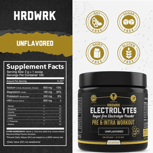 HRDWRK - Electrolytes Powder Keto Hydration Sugar Free with Magnesium, Potassium and Sodium - 100 Servings