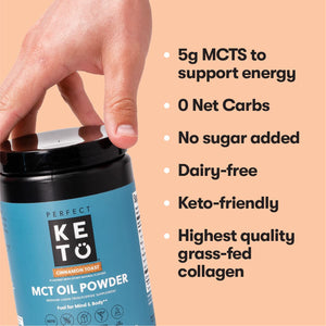 Perfect Keto 7G MCT Oil Powder, Medium Chain Triglycerides Supplement, 30 Servings