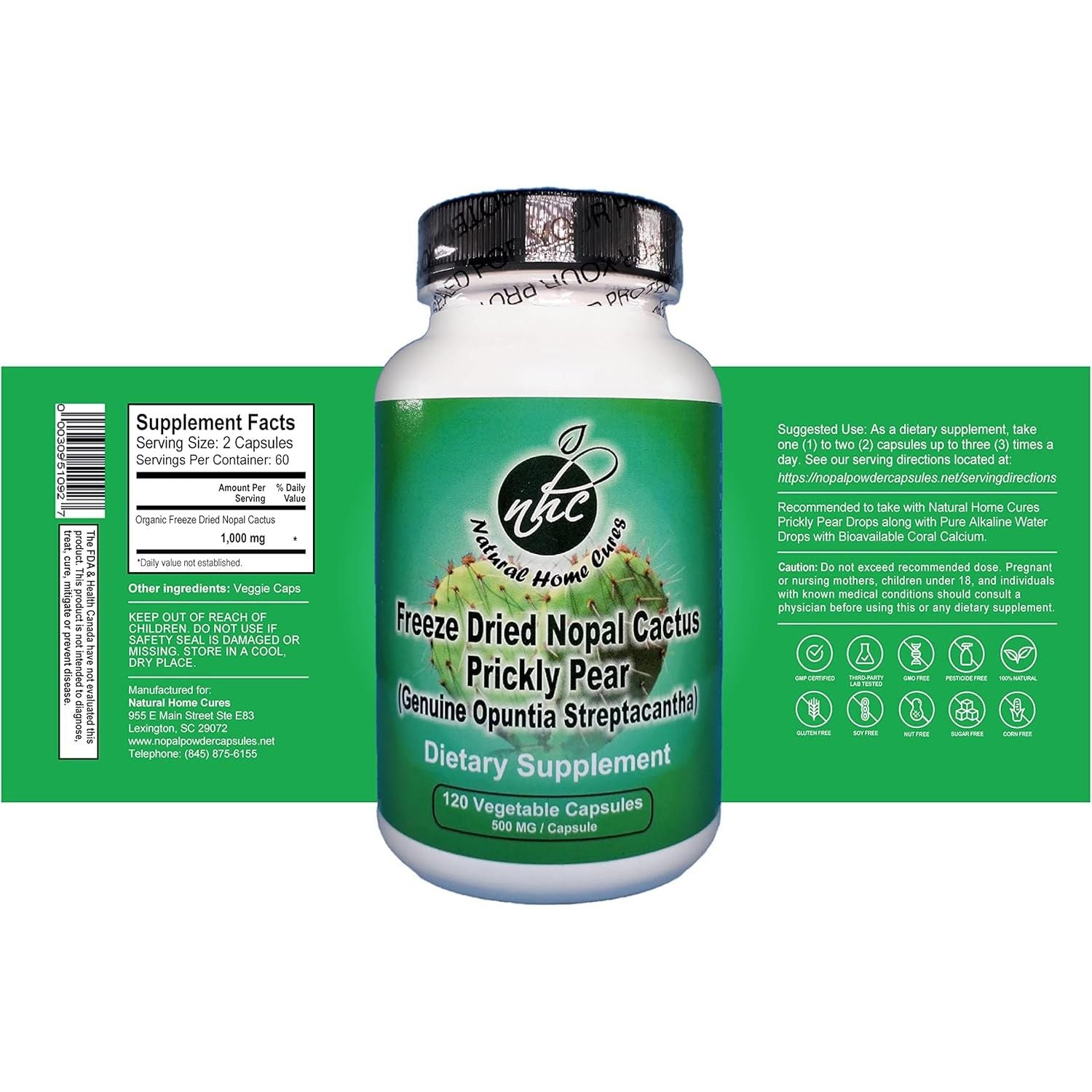 Nopal Cactus Capsules - Freeze Dried 60,000 Mg Prickly Pear Extract - Supports Metabolic Health & Healthy Lifestyle 120 Veggie Caps