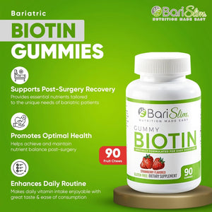 Barislim Bariatric Vitamin Biotin Gummies for Patients after Weight Loss Surgery - 90 Fruit Chews