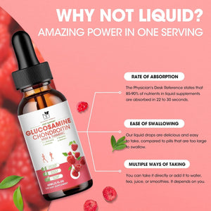 Glucosamine Chondroitin MSM Liquid Drops Antioxidant Support for Back,Knee,Hands-Joint Support