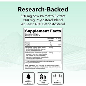 Theralogix Prostate SR Saw Palmetto & Beta-Sitosterol Supplement - Supports Healthy Urinary Tract Function in Men - 180 Softgels