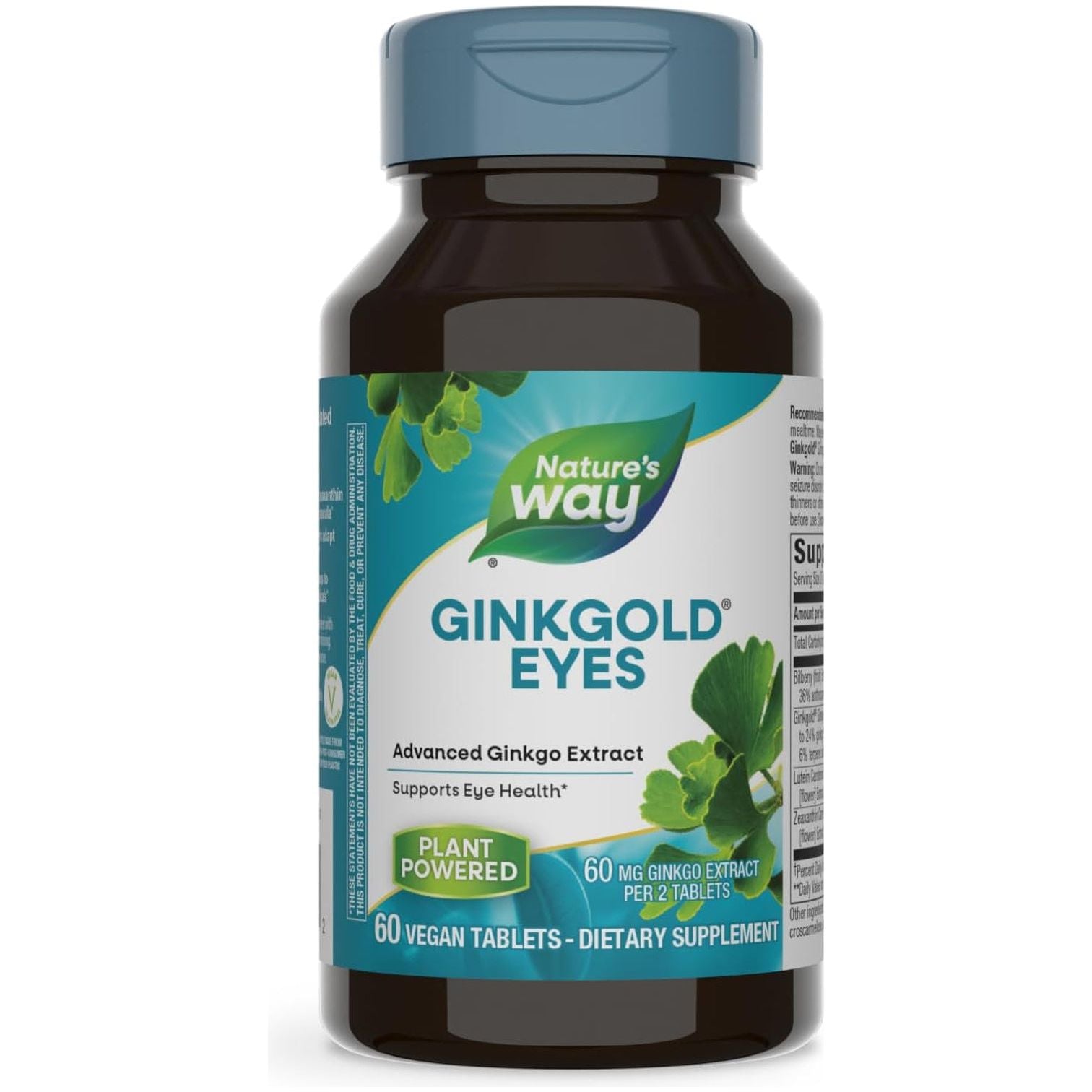 Nature'S Way Ginkgold Eyes, Gingko Biloba Supplement for Adults, Supports Eye Health* 60Mg/60 Tablets