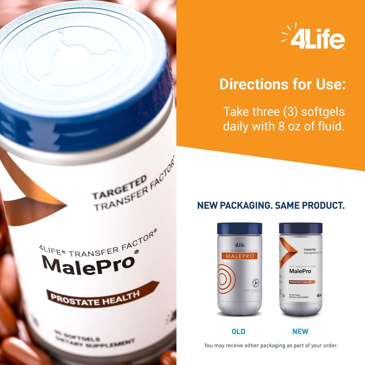 4Life Transfer Factor Malepro - Supports Healthy Prostate, and Urinary Tract Health - 90 Softgels