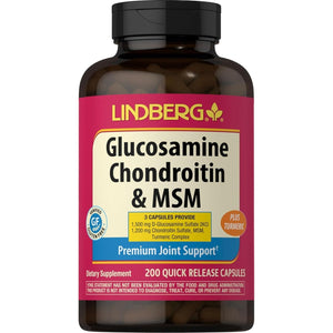 Piping Rock Glucosamine Chondroitin MSM | 200 Capsules | Non GMO & Gluten Free Supplement | by Lindberg
