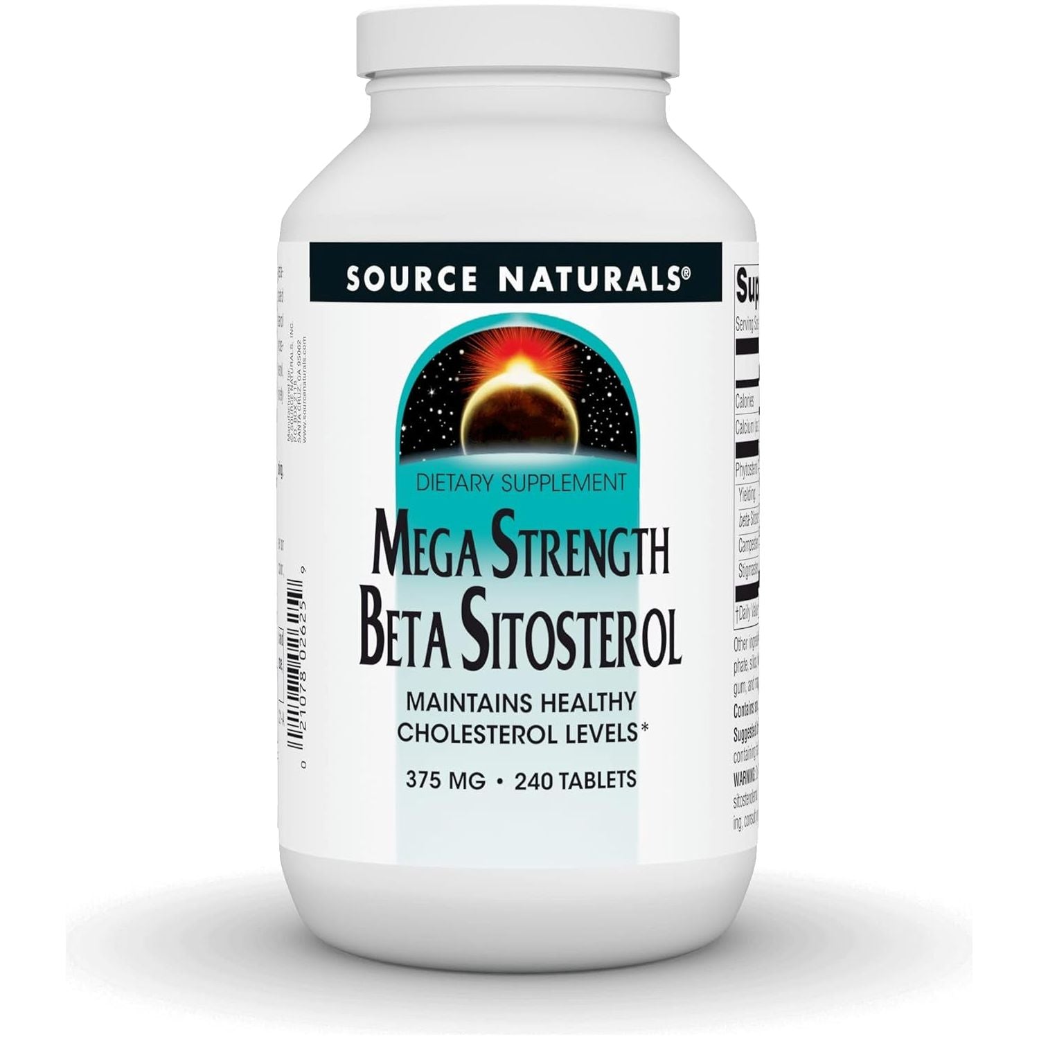 Source Naturals Mega Strength Beta Sitosterol, Plant Sourced, 375Mg - 240 Tablets
