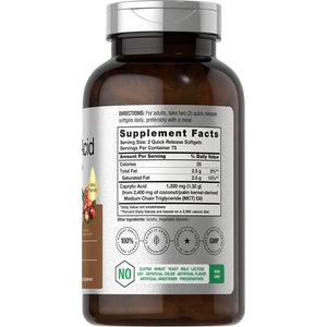 Horbaach Caprylic Acid 1320Mg Supplement | 150 Softgel Capsules | from MCT Oil | Non-Gmo & Gluten Free