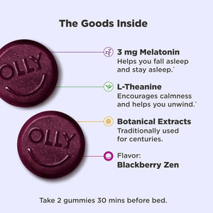 OLLY Sleep Gummy, Occasional Sleep Support, 3 Mg Melatonin 50 Count
