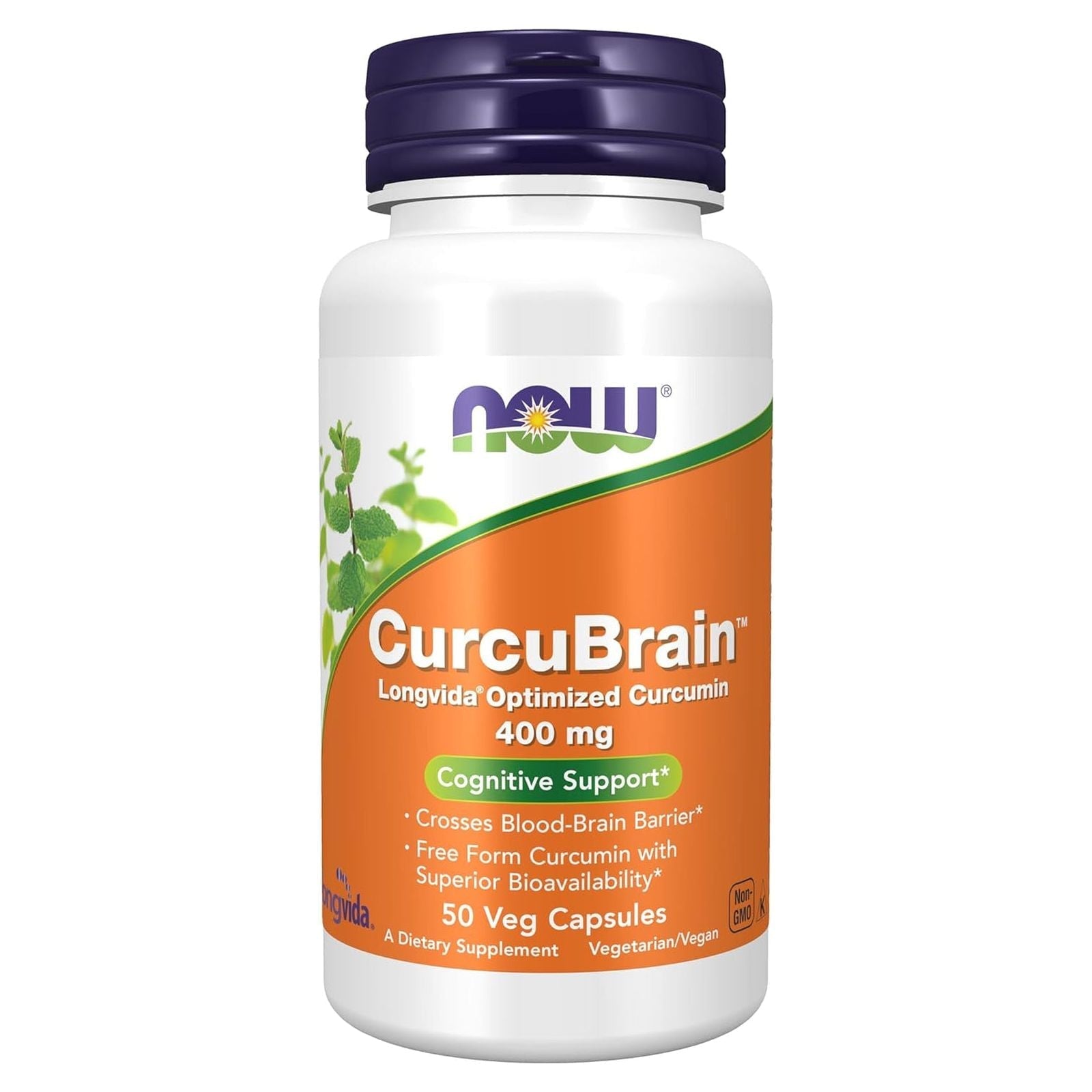 NOW Foods Supplements, Curcubrain™ 400 Mg with Longvida® Optimized Curcumin, 50 Veg Capsules