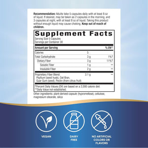 Nature'S Way Fiber Fusion Daily, with Psyllium Husk, Oat Bran, Guar Gum, Pectin, Digestive Health Support* 150 Capsules