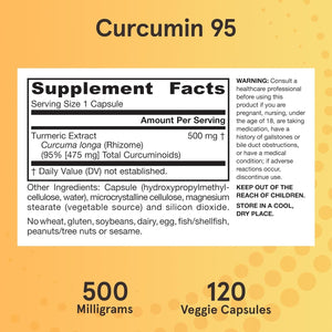 Jarrow Formulas Curcumin 95 500 Mg, Turmeric Curcumin Extract for Bone and Joint Support Dietary Supplement, 120 Capsules