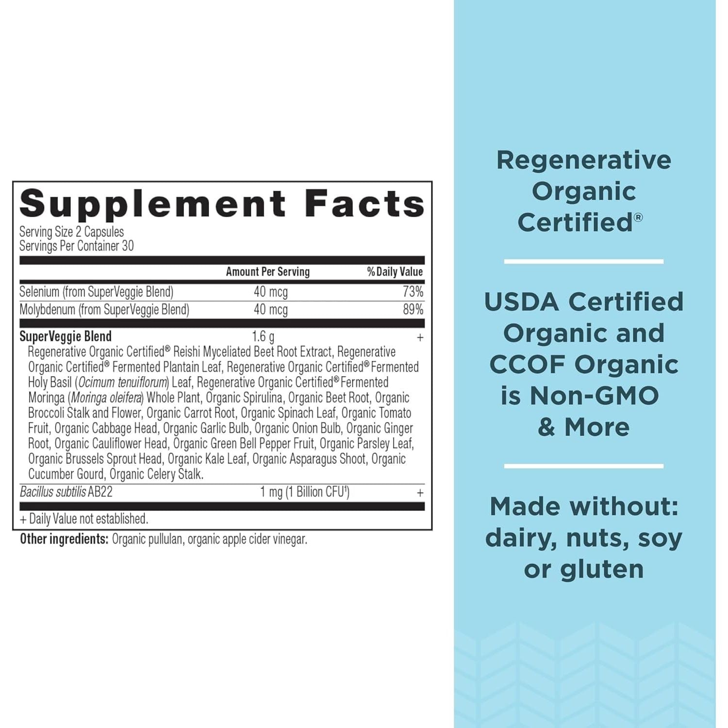 Ancient Nutrition Regenerative Superveggies, Supports Gut and Immune System Health, 60 Count