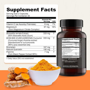 Golden Revive + Joint Support Supplement Featuring Turmeric with Black Pepper, Quercetin, and Magnesium - 60 Capsules
