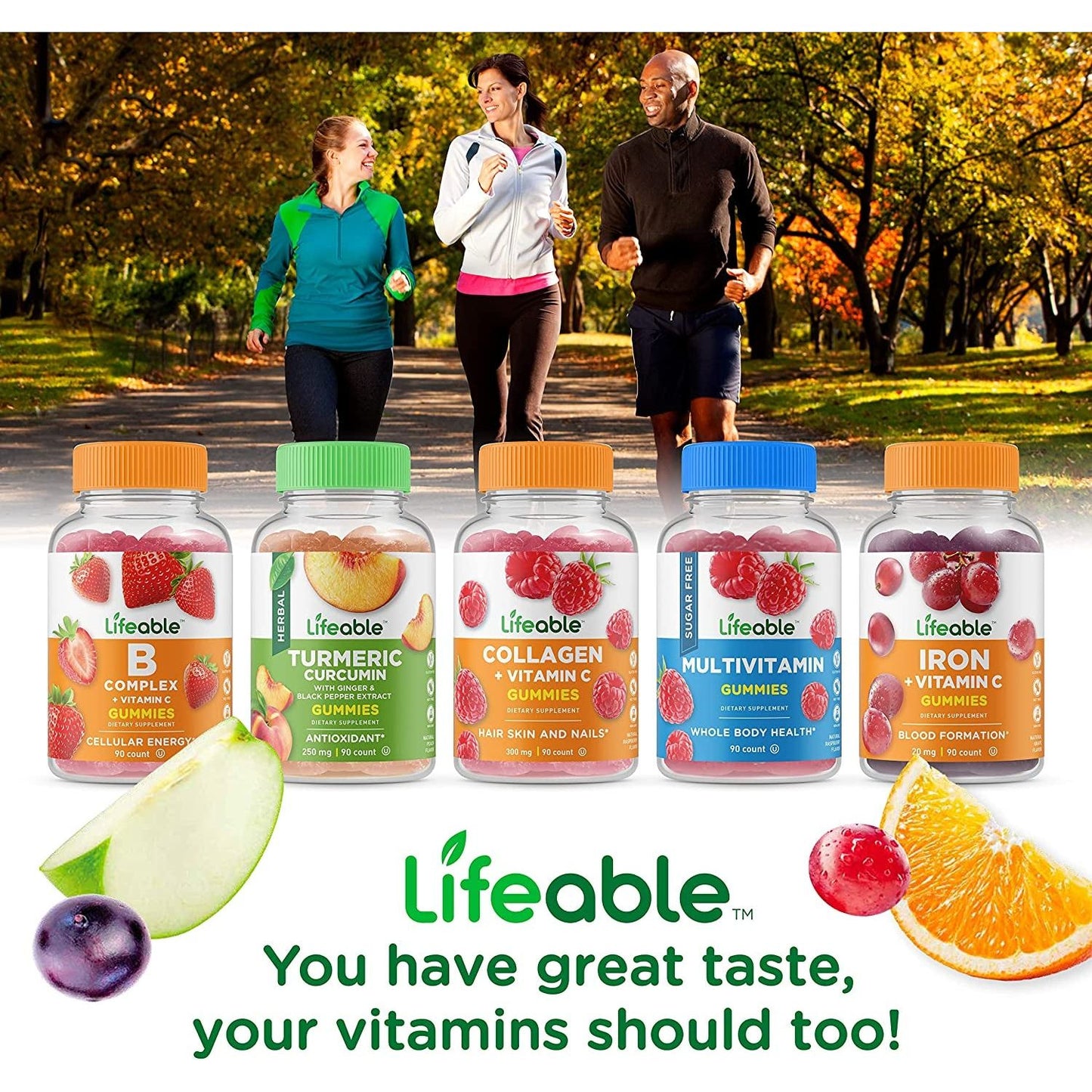 Lifeable Glucose Gummies - Great Tasting Natural Flavor Gummy - for Adults and Kids - 90 Gummies
