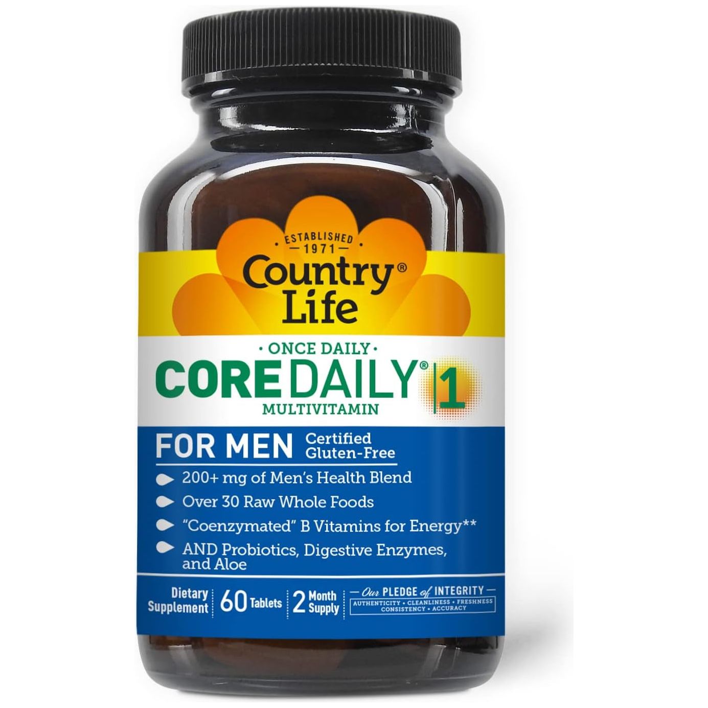 Country Life Core Daily-1 for Men - Multivitamin with Probiotics - 60 Tablets