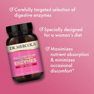 Dr. Mercola Full Spectrum Enzymes for Women, Dietary Supplement, Supports Immune and Digestive Health, 90 Capsules