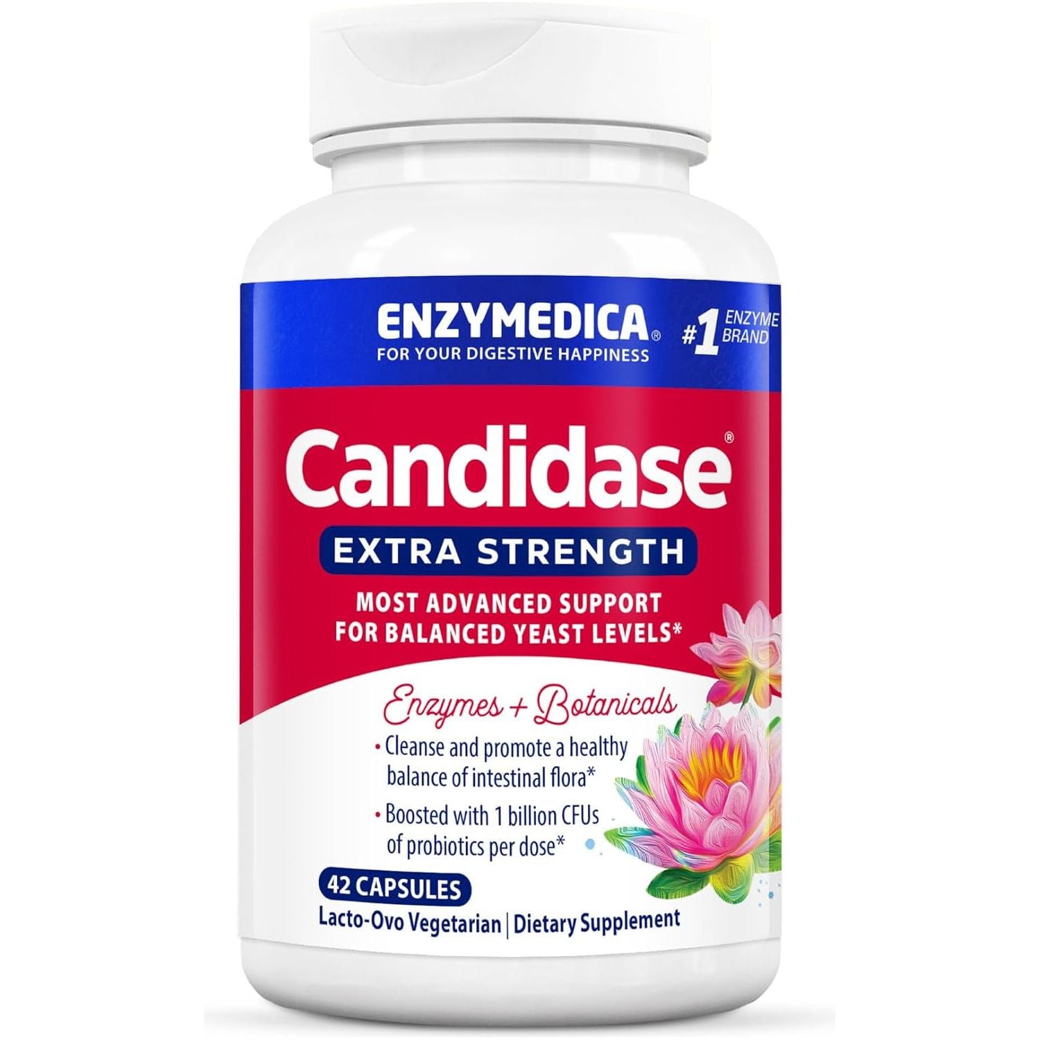 Enzymedica, Candidase Extra Strength, Advanced Cleansing Support, with Digestive Enzymes, Probiotics & Botanicals, 42 Count