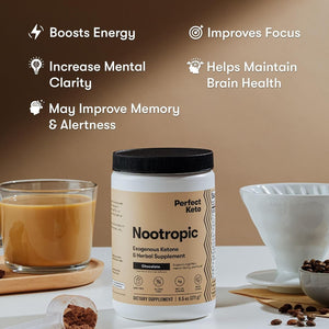 Perfect Keto Nootropic Brain Support, Caffeine Free Focus and Energy Supplement 15 Servings