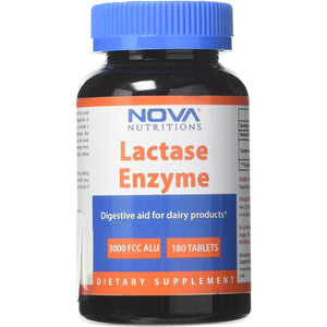 Nova Nutritions Lactase Enzyme 3000 FCC ALU 180 Tablets