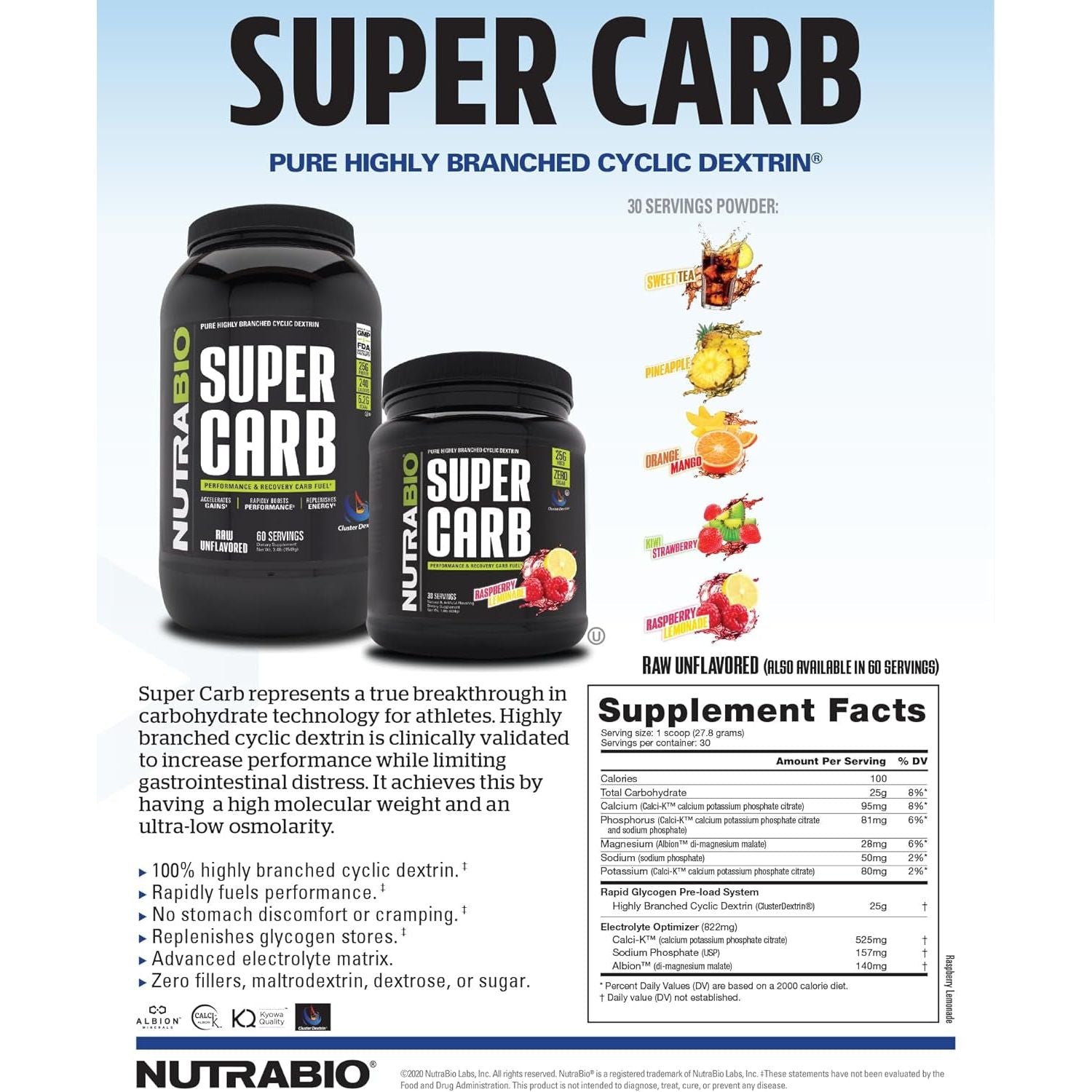 Nutrabio Super Carb - Complex Carbohydrate Supplement Powder 30 Servings