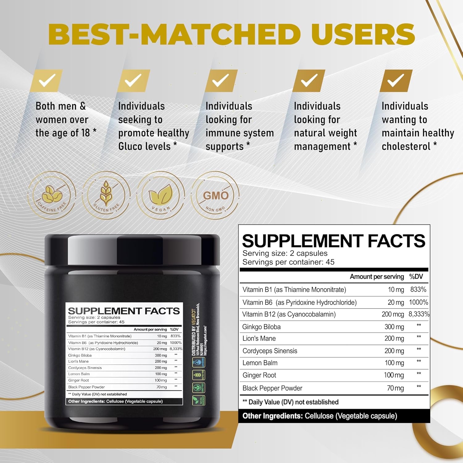 VEGATOT Vertigo Supplement *USA Made and Tested* Inner Ear Supplement for Dizziness Spinning Inner Ear Balance