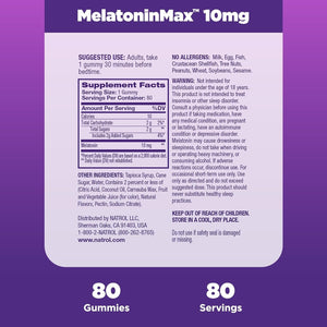 Natrol Melatoninmax Sleep Gummies for Adults Blueberry Flavor 80 Count