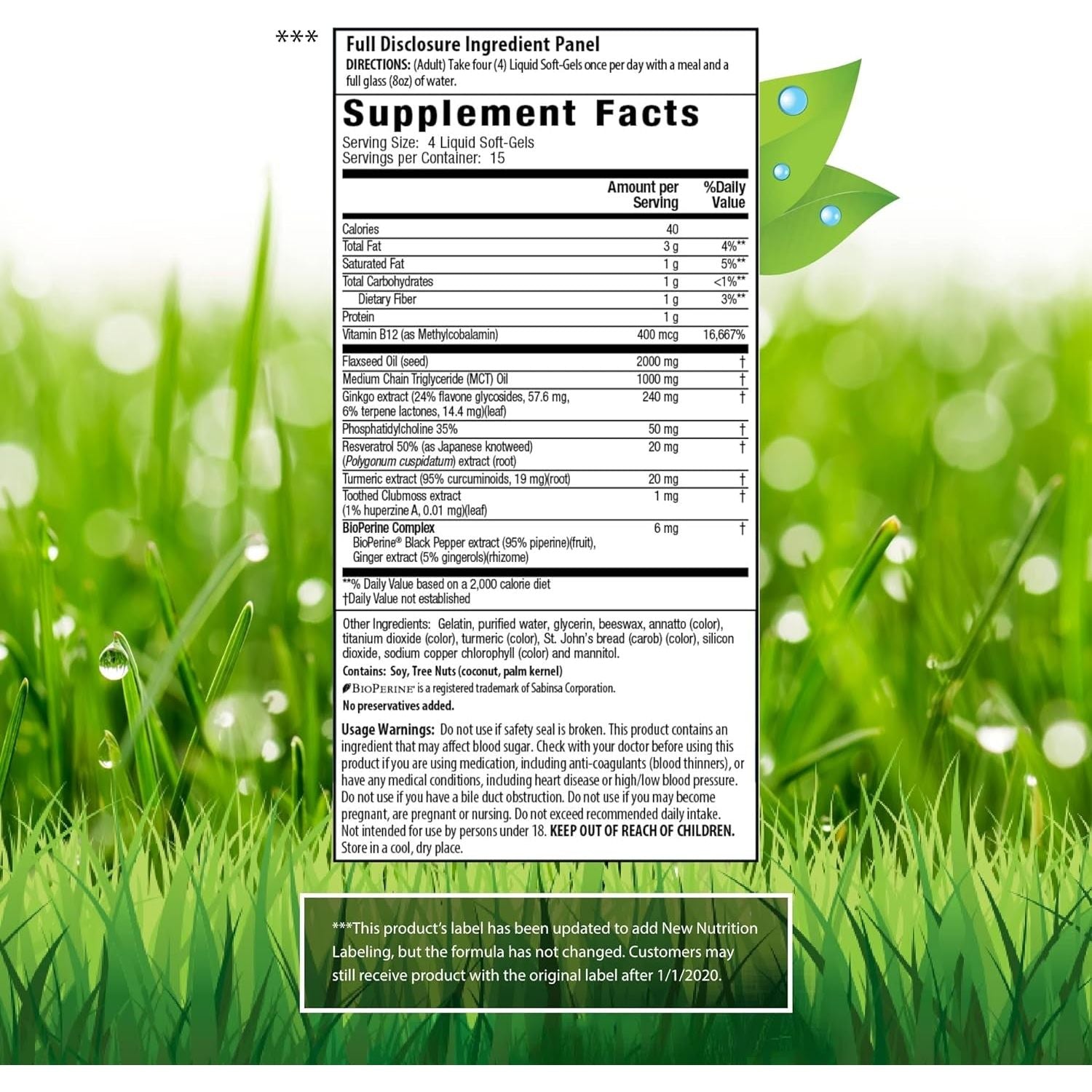 Irwin Naturals Double-Potency Ginkgo Biloba 240Mg Extra Strength Brain Health Supplement - 60 Liquid Softgels