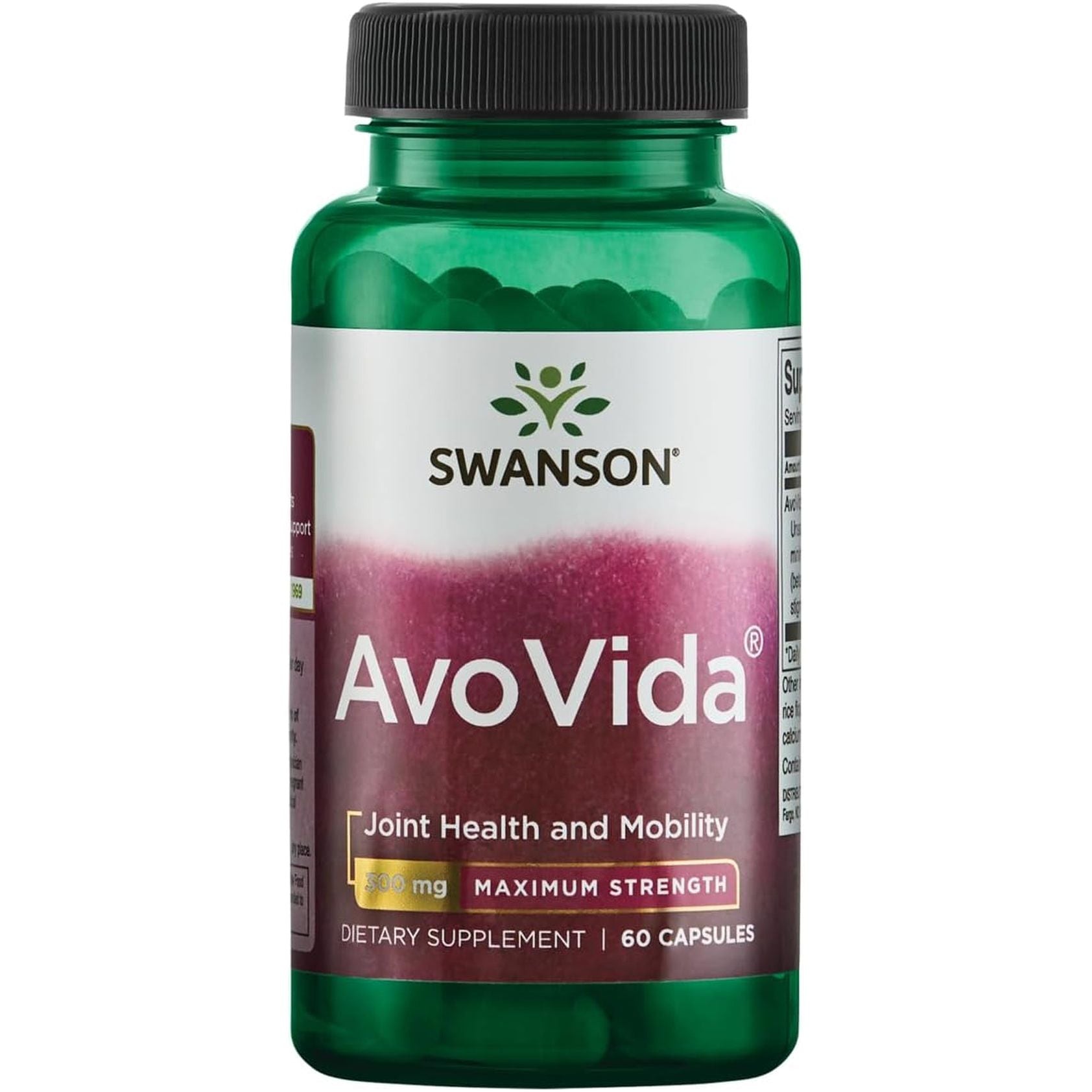 Swanson Avocado Soy Avovida Maximum Strength ASU Supplement for Joints 300 Mg 60 Capsules