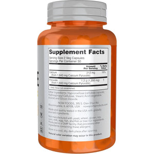 NOW Foods Sports Nutrition, Pyruvate (Pyruvic Acid) 600 Mg, Energy Production*, 100 Veg Capsules